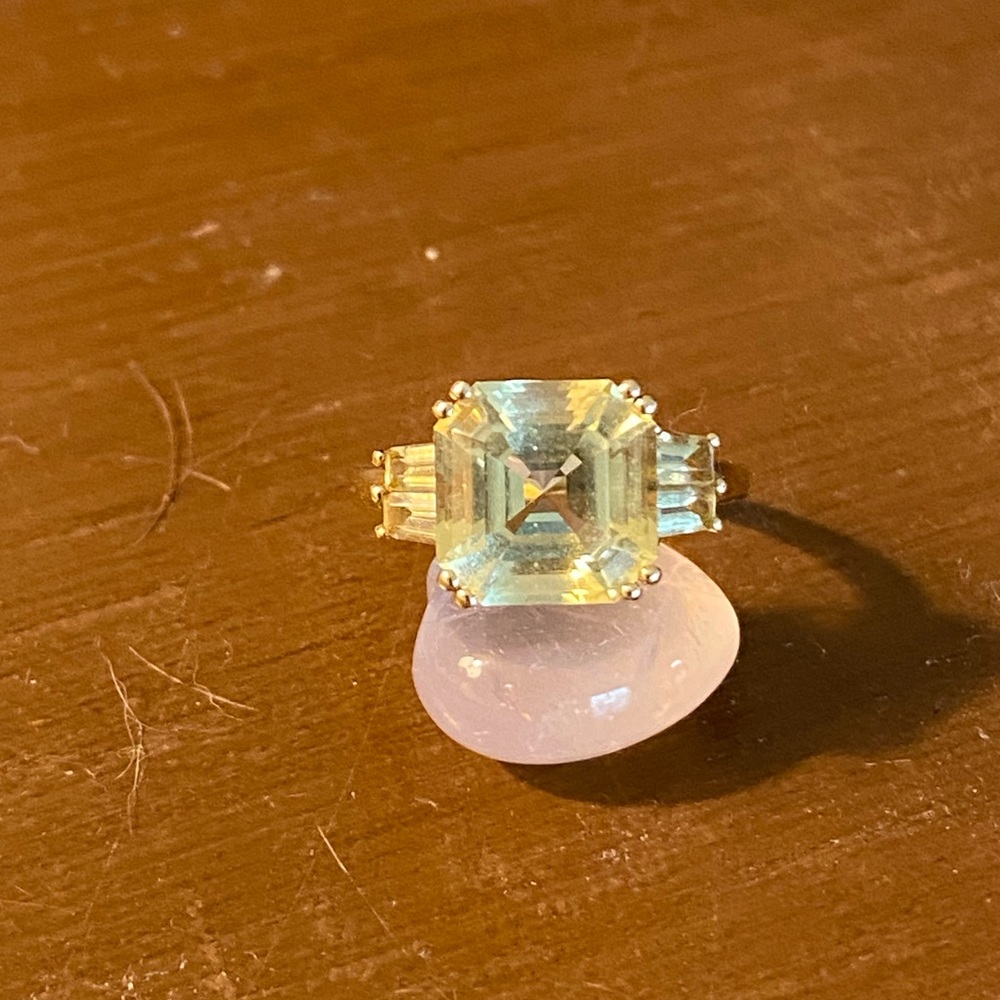 Lemon Quartz Ring 14k Sz 7.5-8